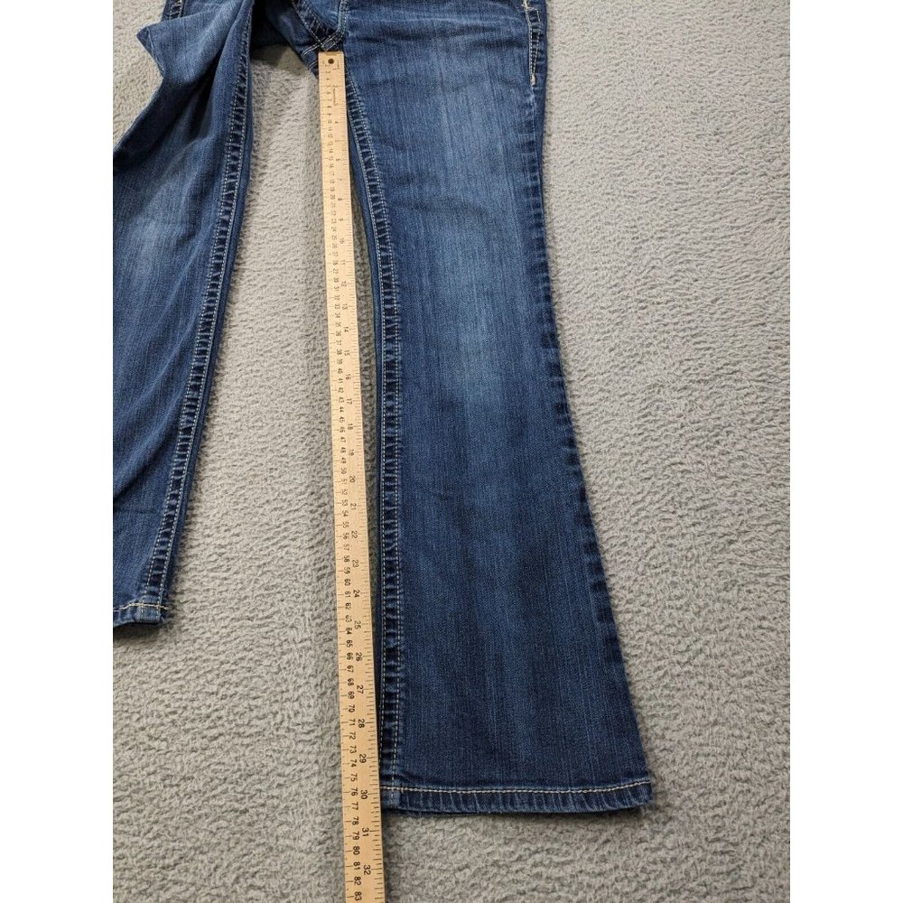 Ariat Jeans Womens 28 Turquoise Whipstitch Boot Flap Pockets Western Blue - Picture 8 of 16